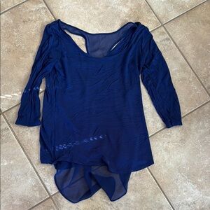 Express Blue Asymmetrical Long Sleeve Blouse